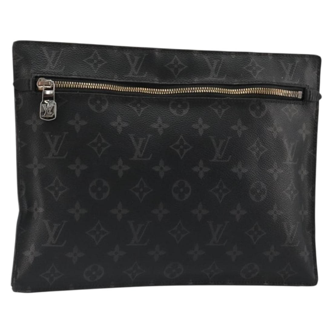 Louis Vuitton M44733 Grand Sac Monogram Eclipse Canvas Pouch: Louis Vuitton M44733 Grand Sac Monogram Eclipse Canvas Pouch Louis Vuitton Grand Sac Pouch in Monogram Eclipse canvas. This women's pouch is made in France and shows heavy use, with rubbing, cracks, a