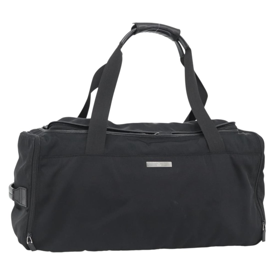 Gucci Black Canvas Boston Bag Silver Tone Hardware Italy: Gucci Black Canvas Boston Bag Silver Tone Hardware Italy GUCCI Boston Bag in black and silver canvas, made in Italy. This Boston-style bag features a spacious silhouette and comes with a 36 cm handle 