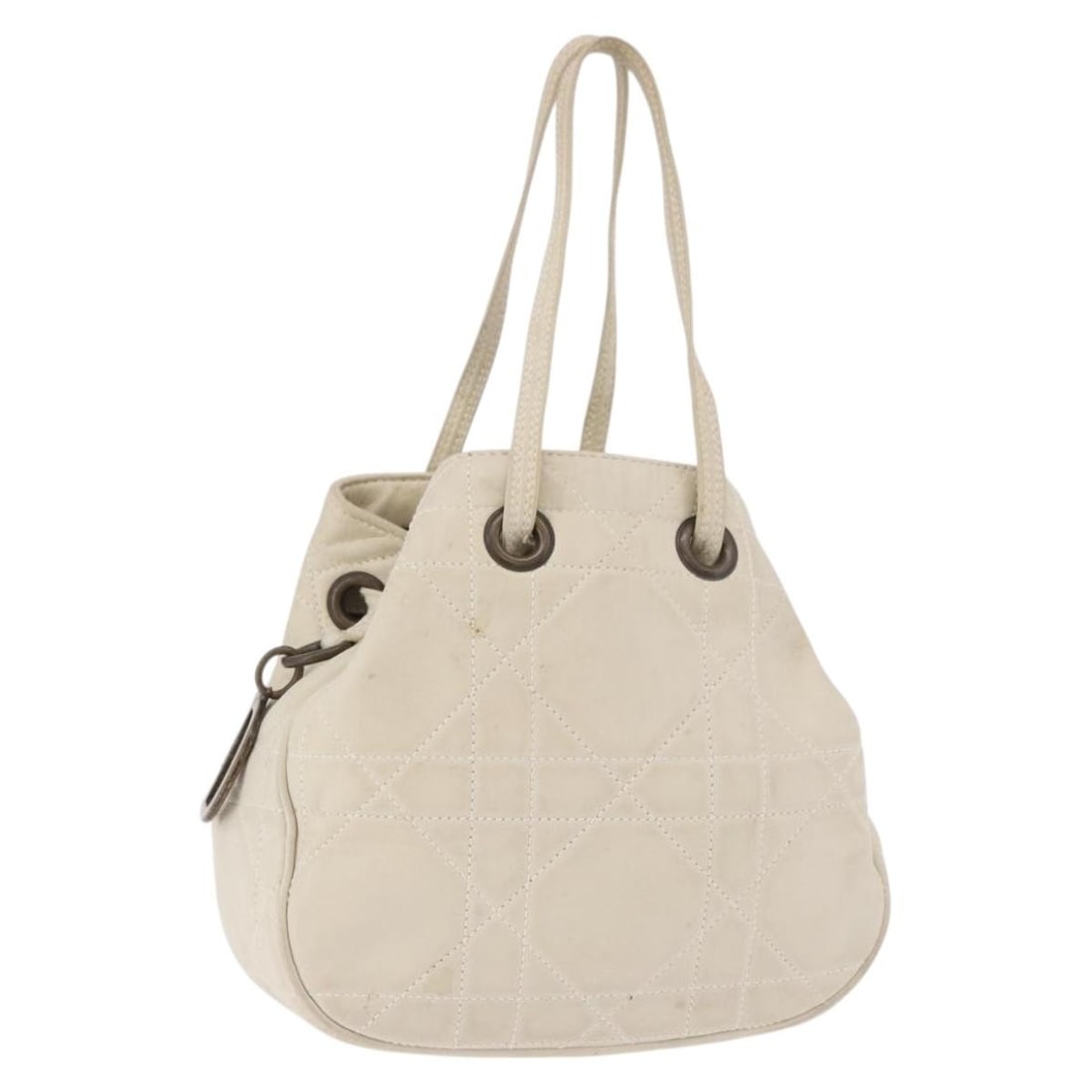 Christian Dior Lady Dior Ivory Leather Handbag Italy: Christian Dior Lady Dior Ivory Leather Handbag Italy Christian Dior Lady Dior handbag in ivory leather. This women's handbag is made in Italy and is offered in heavily used condition with visible wear