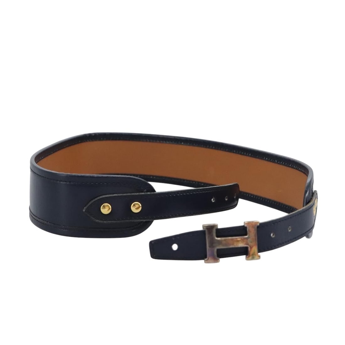 Navy Leather Constance Belt by Hermes for Women 1.6 Inch Wide: Navy Leather Constance Belt by Hermes for Women 1.6 Inch Wide This Hermes Constance belt is crafted from navy leather and is designed for women. Made in France, it features a width of approximately 1.