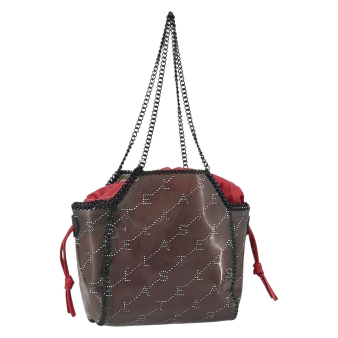 Stella McCartney Falabella Red Vinyl Shoulder Bag with Dust Bag Charm: Stella McCartney Falabella Red Vinyl Shoulder Bag with Dust Bag Charm Red Stella MacCartney Falabella shoulder bag in vinyl, made in Italy. It comes with a dust bag and charm. The bag shows heavy use 