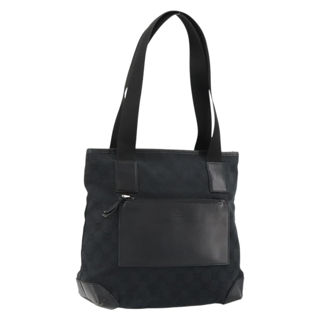 Gucci 019 0402 GG Canvas Tote Black Silver Italy: Gucci 019 0402 GG Canvas Tote Black Silver Italy Gucci GG Canvas tote bag in black and silver, made in Italy. This women's tote bag features GG Canvas exterior material and a structured size of approx