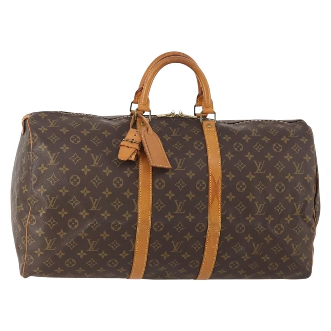 Louis Vuitton M41424 Keepall 55 Monogram Canvas Boston Bag: Louis Vuitton M41424 Keepall 55 Monogram Canvas Boston Bag Louis Vuitton Monogram Keepall 55 Boston Bag in Monogram Canvas, made in France. This bag includes a name tag and powanie accessory, and is i