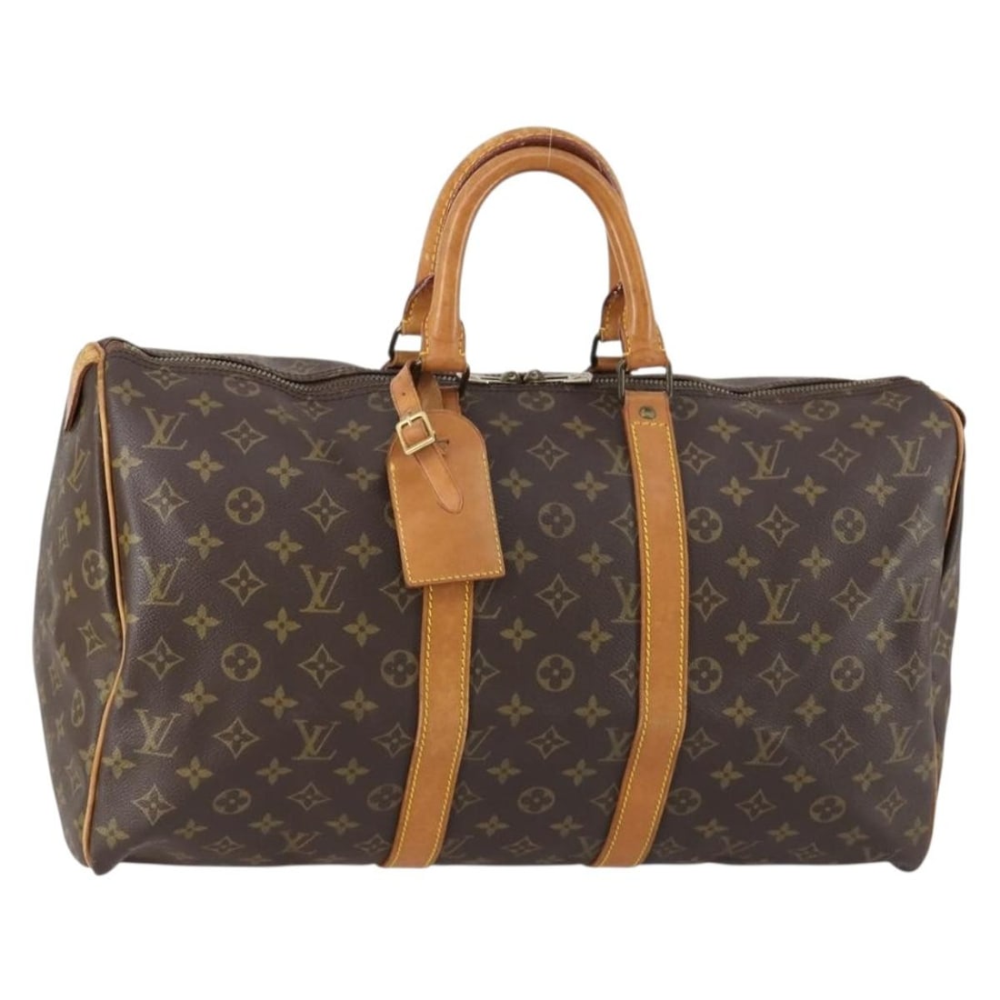Louis Vuitton M41428 Keepall 45 Monogram Canvas Boston Bag: Louis Vuitton M41428 Keepall 45 Monogram Canvas Boston Bag A Louis Vuitton Monogram Keepall 45 Boston Bag in Monogram Canvas, made in France. It includes a name tag accessory and is identified by prod