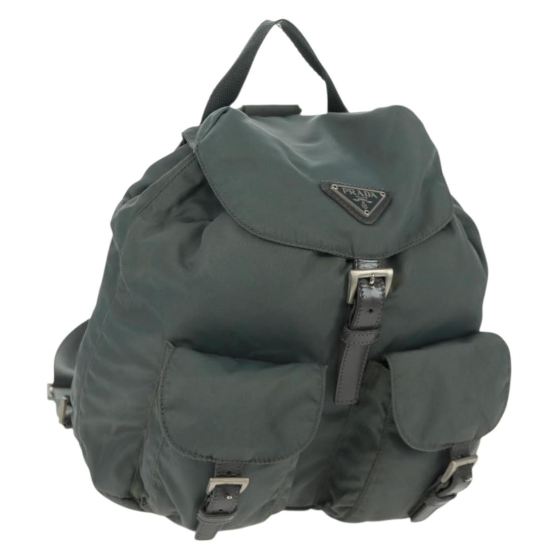 Nylon Gray Silver PRADA Backpack Made in Italy: Nylon Gray Silver PRADA Backpack Made in Italy This PRADA backpack features a gray and silver nylon exterior with silver-tone hardware. Made in Italy, the bag measures approximately 24cm x 24cm x 12cm