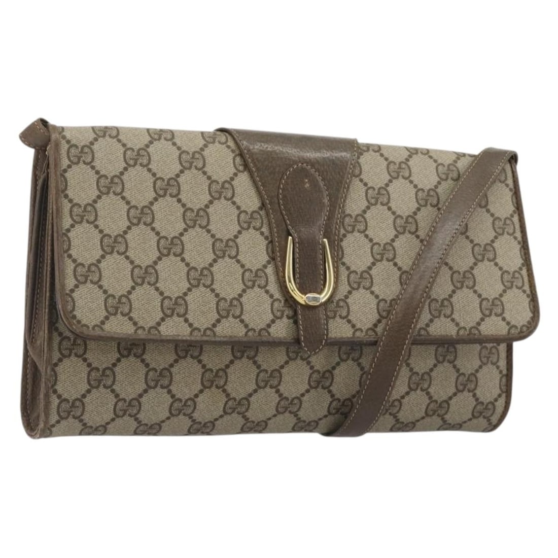 Gucci PVC Leather Shoulder Bag Beige Gold Tone Italy: Gucci PVC Leather Shoulder Bag Beige Gold Tone Italy This GUCCI shoulder bag is crafted in PVC leather and presented in a beige and gold tone colorway. Made in Italy, it features a shoulder strap with