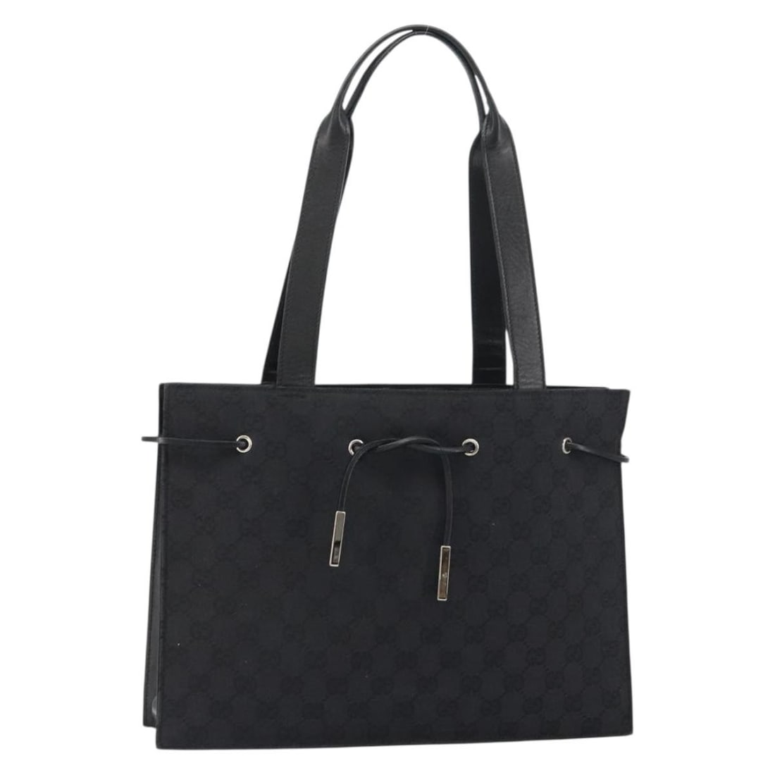 Gucci GG Canvas Black Gold Tote Bag 002 1053: Gucci GG Canvas Black Gold Tote Bag 002 1053 This Gucci GG Canvas Tote Bag features a black and gold color scheme and is crafted from GG canvas material. Designed for women, the bag offers a spacious 