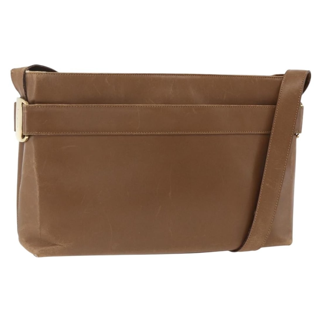 Brown leather Salvatore Ferragamo shoulder bag gold tone Italy: Brown leather Salvatore Ferragamo shoulder bag gold tone Italy This Salvatore Ferragamo shoulder bag is crafted from brown and gold leather and features a classic, structured silhouette. Designed for 