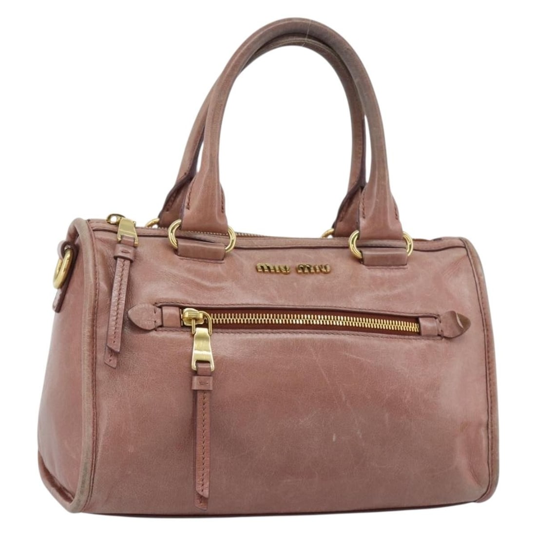 Miu Miu Pink Leather Handbag Gold Tone Hardware: Miu Miu Pink Leather Handbag Gold Tone Hardware Miu Miu leather hand bag in pink and gold. The bag is described as a hand bag style and is offered as the item shown in the photo only. It does not incl