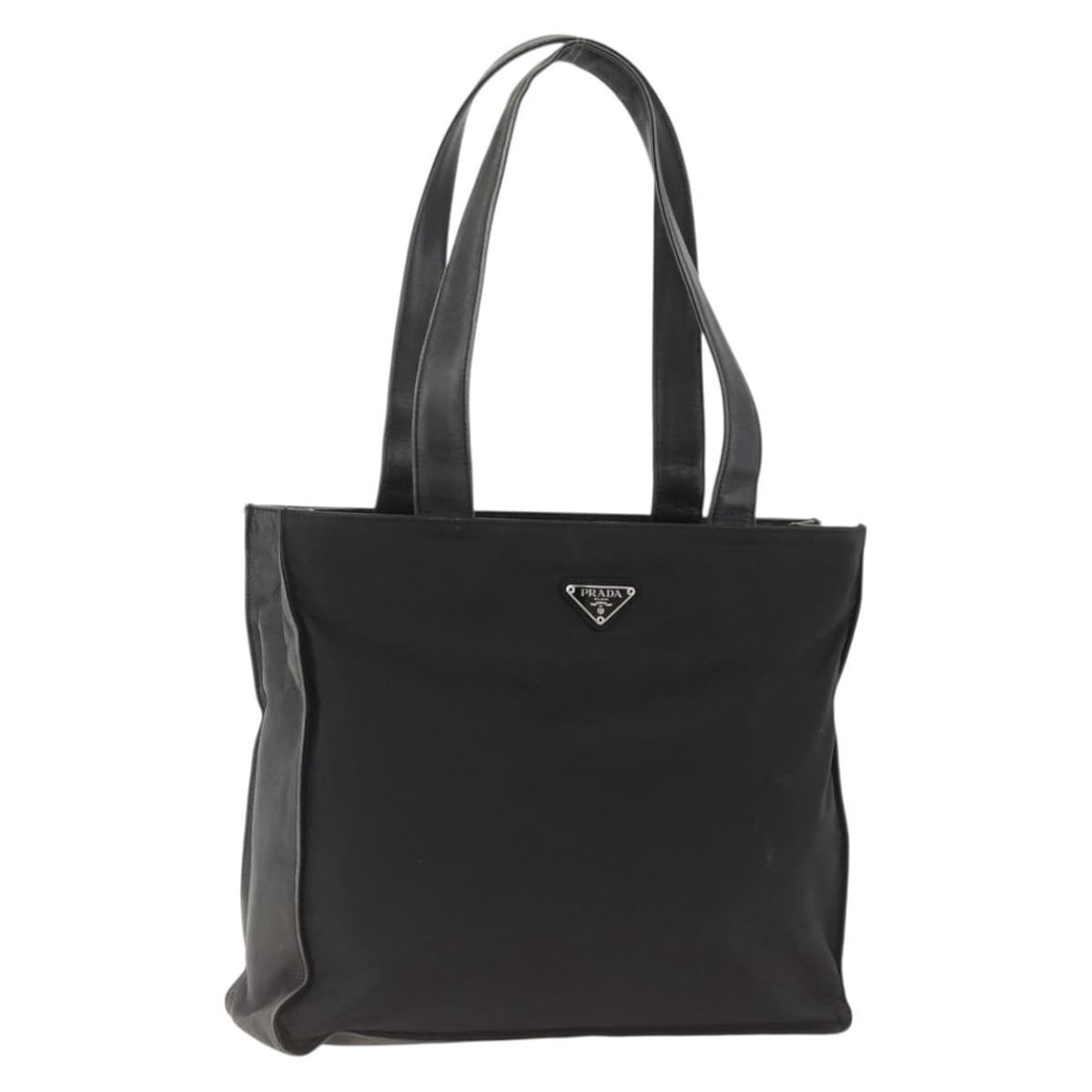 Prada black silver nylon tote bag Italy women: Prada black silver nylon tote bag Italy women This PRADA tote bag is crafted from black nylon with silver-tone details, designed for women. The bag has a spacious interior and features dual handles fo