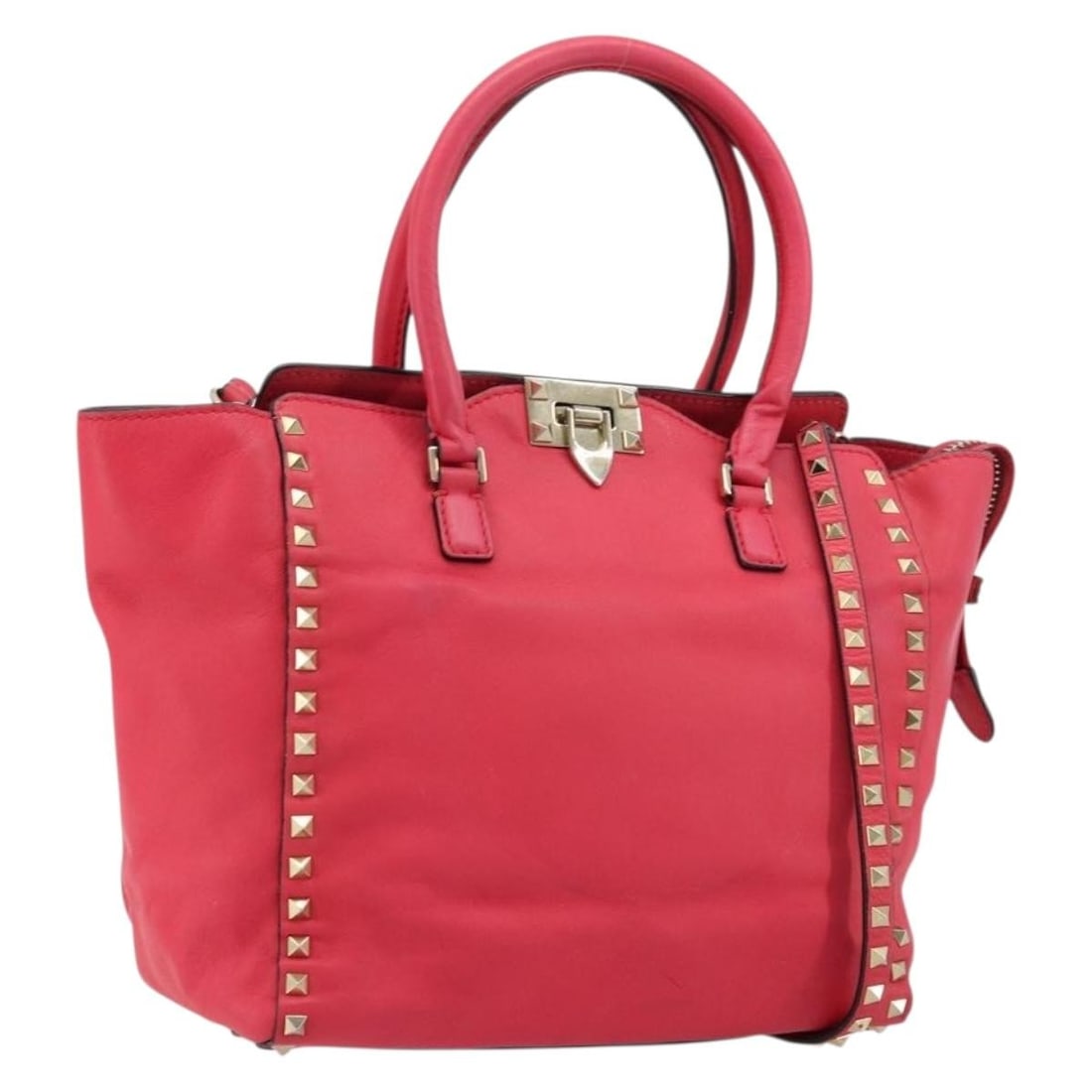 VALENTINO Red Leather 2way Tote Bag with Shoulder Strap: VALENTINO Red Leather 2way Tote Bag with Shoulder Strap Valentino leather tote bag in red and gold, designed for women and made in Italy. It features a 2-way style with a shoulder strap accessory and 