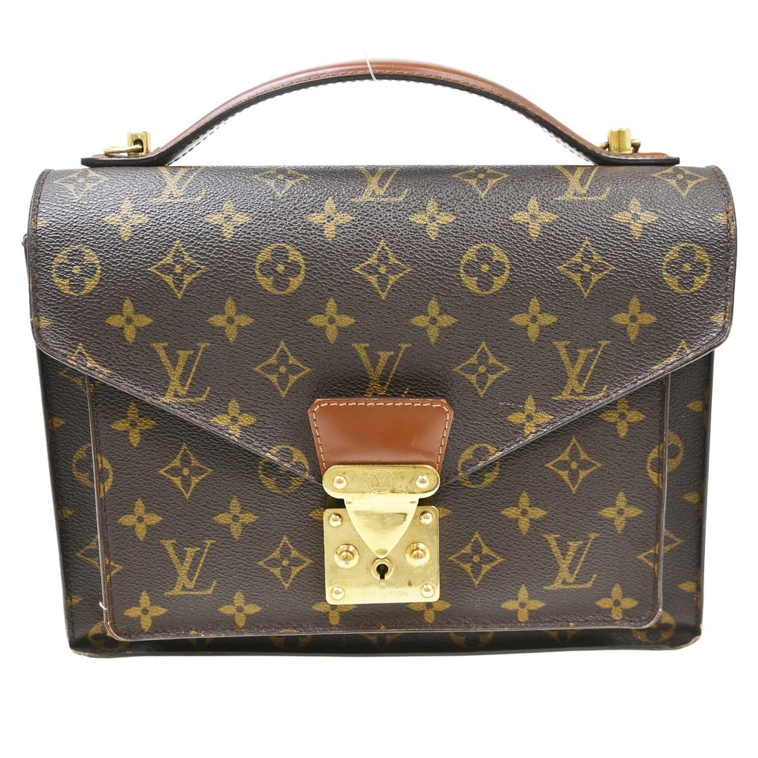 Louis Vuitton Monceau 28 Monogram Canvas Briefcase Bag M51185: Louis Vuitton Monceau 28 Monogram Canvas Briefcase Bag M51185 Louis Vuitton Monceau 28 business handbag in Monogram canvas and leather, made in France. This vintage item shows heavy wear, including sc