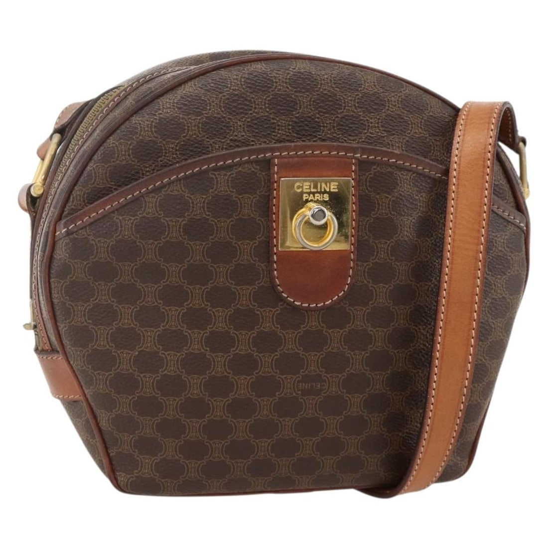 CELINE Macadam Canvas Brown Gold Shoulder Bag PVC Leather (1 of 18)