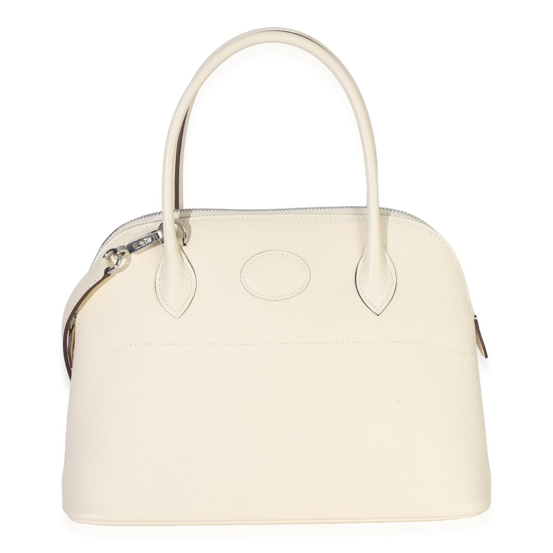 Hermes Bolide 27 Epsom Leather Handbag in Nata with Palladium Hardware: Hermes Bolide 27 Epsom Leather Handbag in Nata with Palladium Hardware Pre-owned Hermes Bolide 27 handbag in Nata Epsom leather with a zip-around closure. This unisex design can be carried as a should