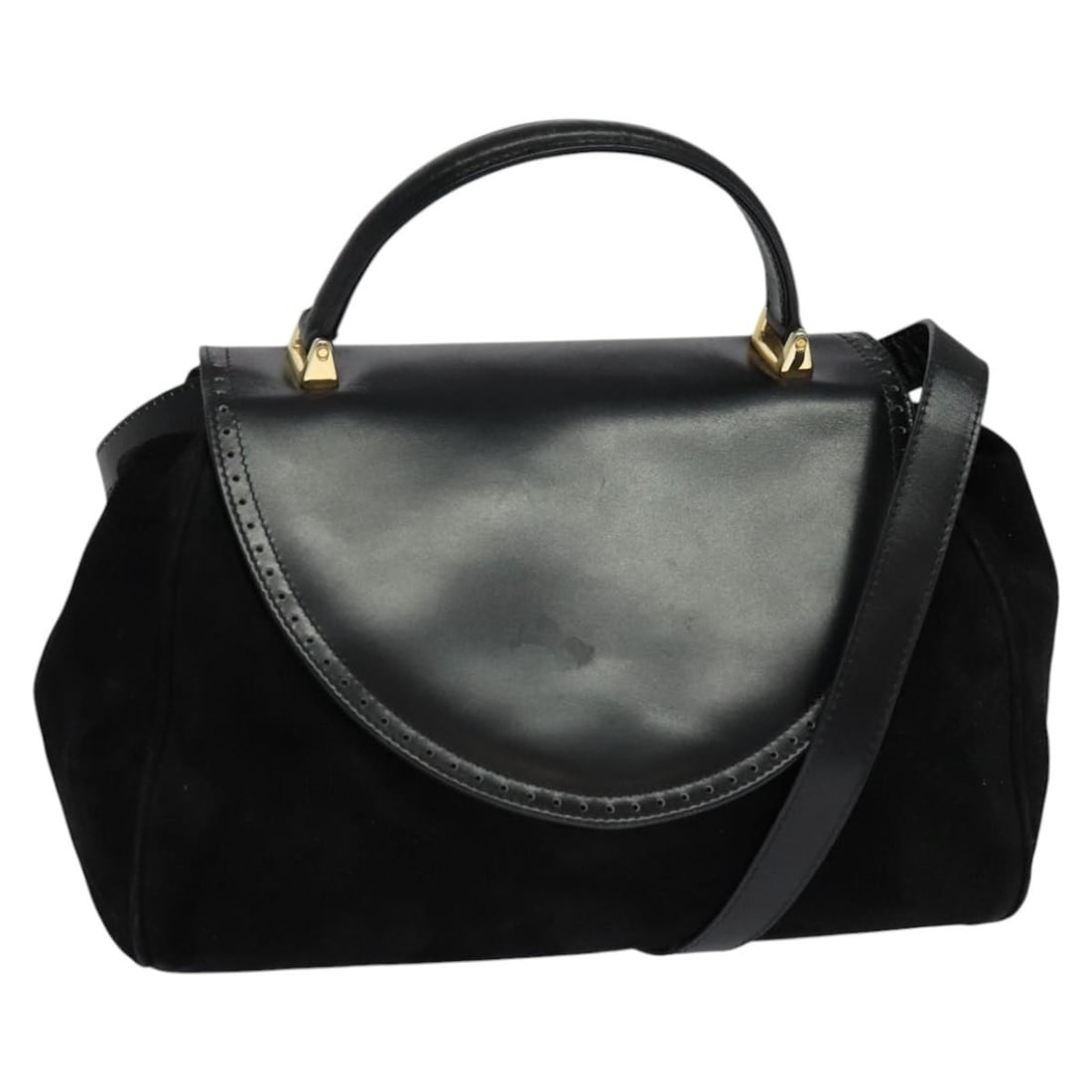 Black Leather 2way Shoulder and Handbag by Salvatore Ferragamo: Black Leather 2way Shoulder and Handbag by Salvatore Ferragamo This Salvatore Ferragamo handbag for women is crafted from black leather and features a versatile 2-way design with both a shoulder strap