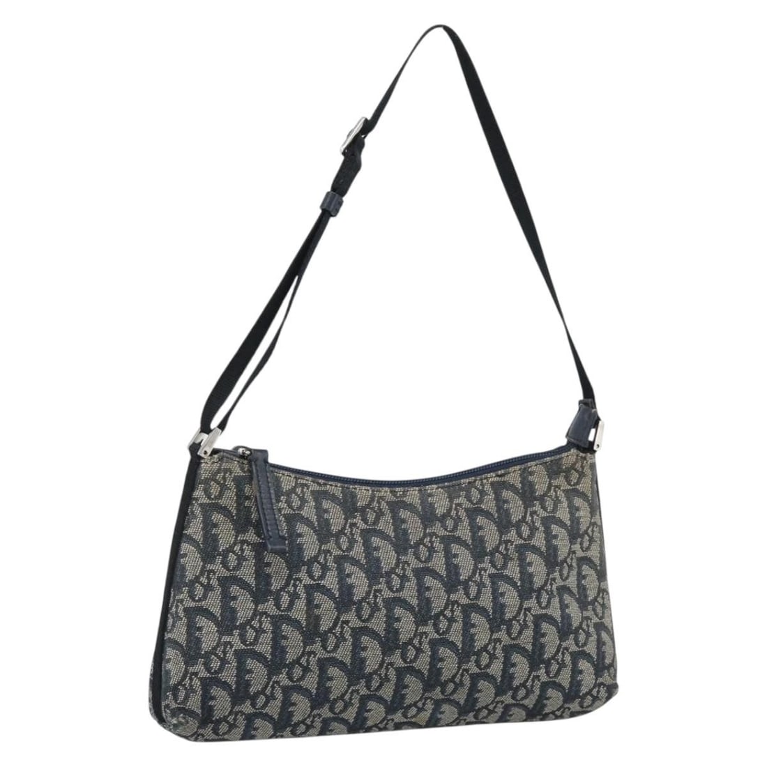 Christian Dior Trotter Canvas Accessory Pouch Navy Silver: Christian Dior Trotter Canvas Accessory Pouch Navy Silver Christian Dior accessory pouch in navy and silver Trotter canvas. Made in Italy for women, this pouch is offered without the original box or d