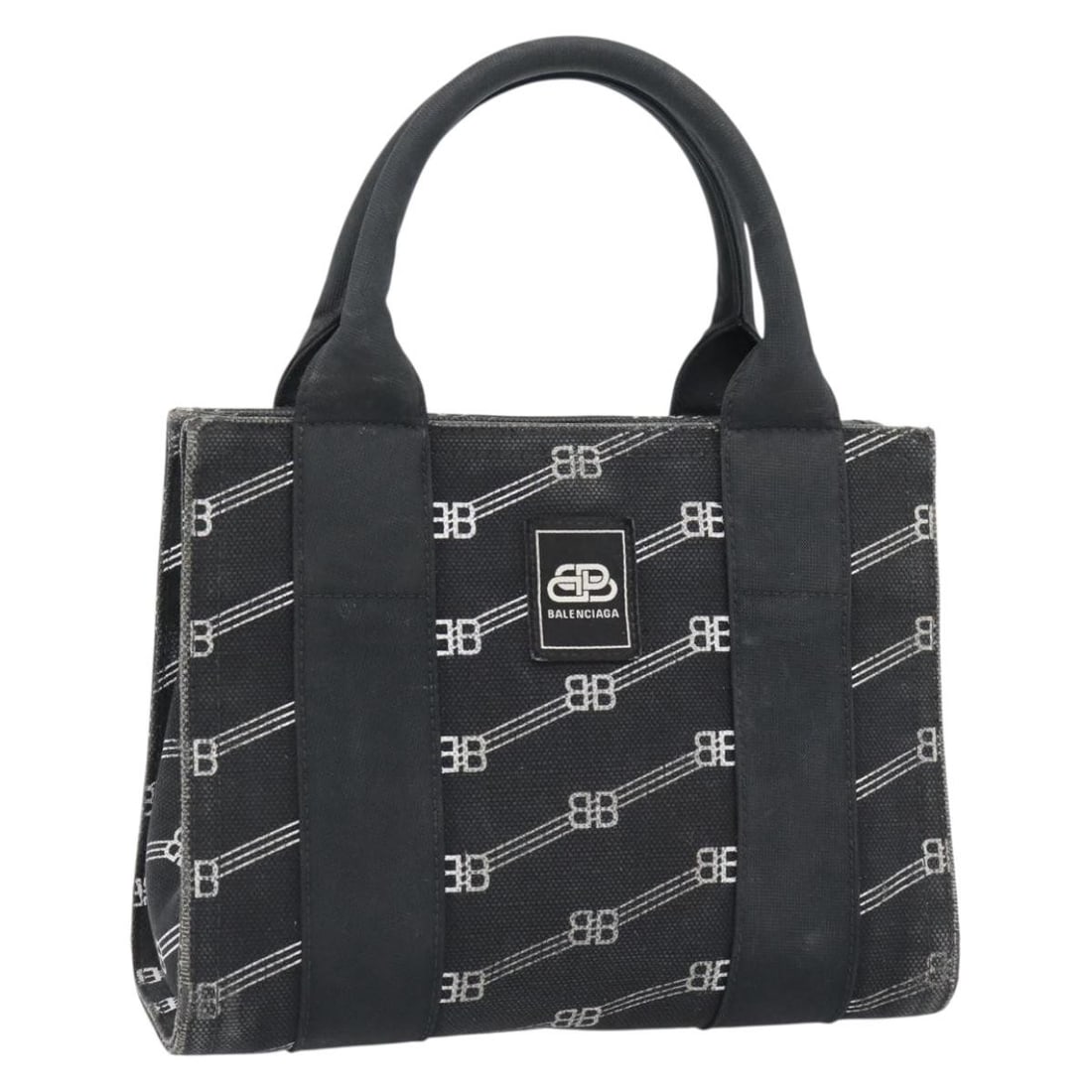 Balenciaga 620882 black canvas handbag silver tone hardware: Balenciaga 620882 black canvas handbag silver tone hardware Balenciaga canvas hand bag in black and silver, made in Italy. This 2-way style is identified by product no. 620882 and comes with the item 