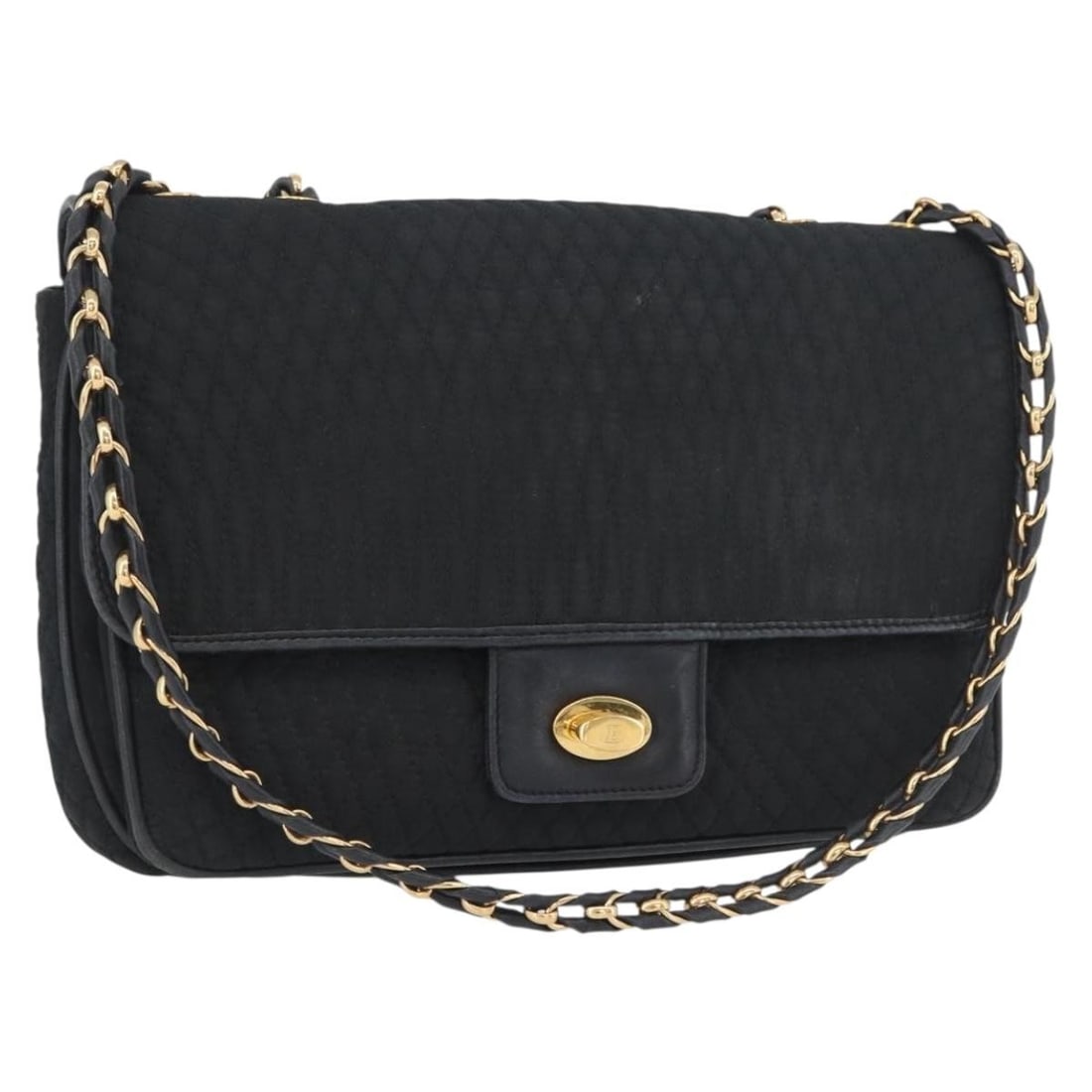 BALLY black nylon quilted chain shoulder bag gold tone: BALLY black nylon quilted chain shoulder bag gold tone This BALLY quilted chain shoulder bag is crafted from black and gold nylon, offering a stylish and functional accessory. Designed for women, the 