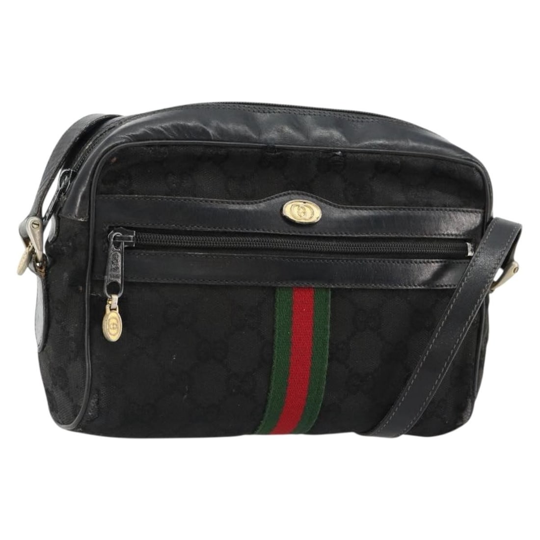 Gucci GG Canvas Sherry Line shoulder bag black gold red: Gucci GG Canvas Sherry Line shoulder bag black gold red This GUCCI GG Canvas Sherry Line shoulder bag features the iconic black, gold, and red color scheme with the signature web detail. Crafted in It