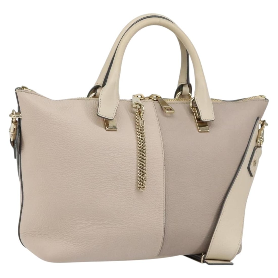 Chloe Bailey 2way Leather Hand Bag Gray Gold with Shoulder Strap: Chloe Bailey 2way Leather Hand Bag Gray Gold with Shoulder Strap Chloe handbag in gray and gold leather, designed as a 2-way hand bag with shoulder strap. It includes a dust bag and shoulder strap, an