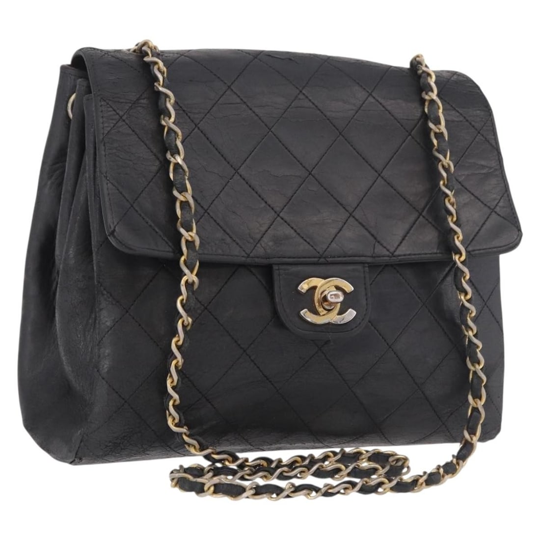 CHANEL CC Black Leather Matelasse Shoulder Bag Chain Strap: CHANEL CC Black Leather Matelasse Shoulder Bag Chain Strap Chanel Matelasse chain shoulder bag in black leather with gold-tone CC detailing. This women's shoulder bag has been customized with repainti