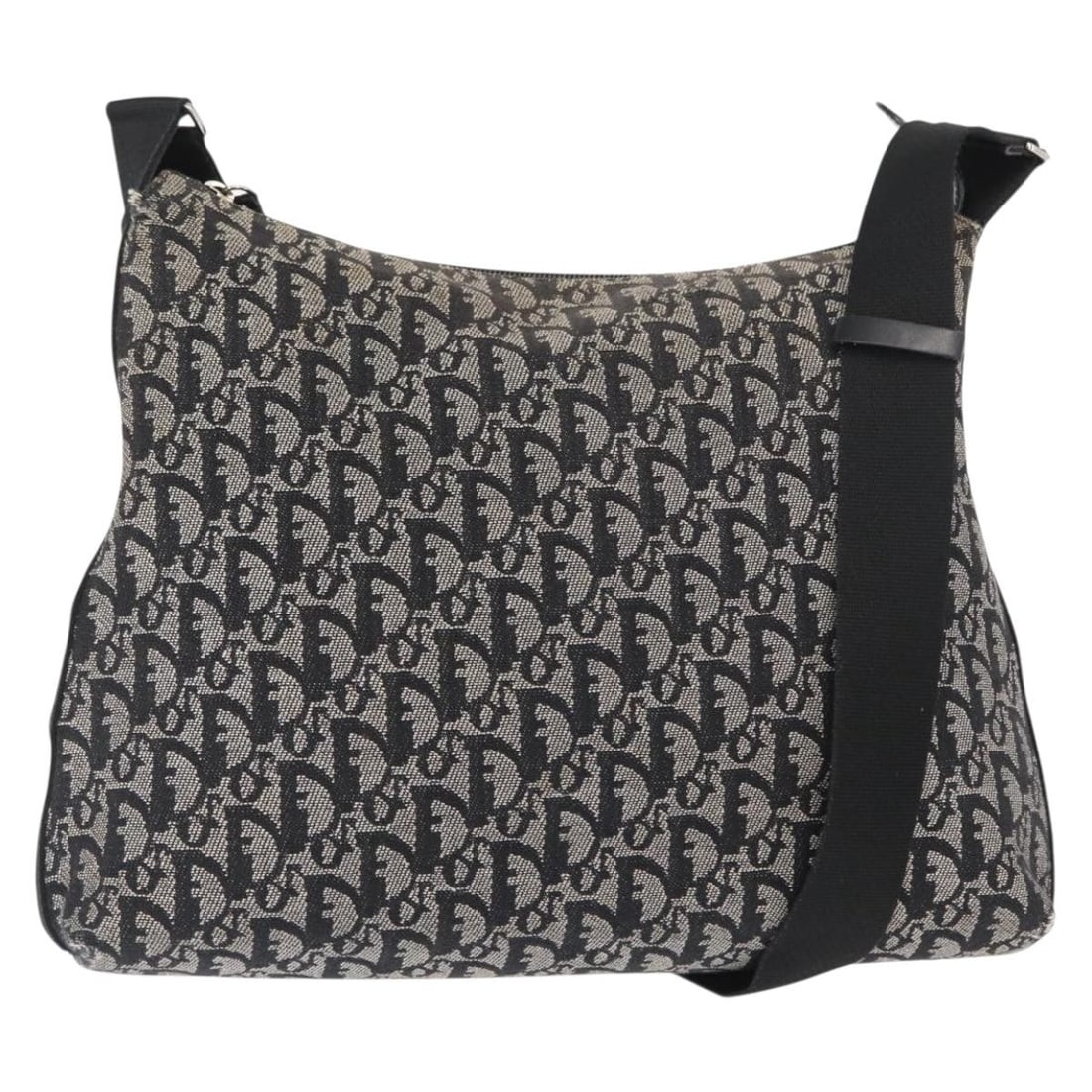 Christian Dior Trotter Shoulder Bag in Black Canvas Silver Tone: Christian Dior Trotter Shoulder Bag in Black Canvas Silver Tone Christian Dior Trotter Canvas Shoulder Bag in black and silver, made in Italy. This shoulder bag is crafted from Trotter Canvas and feat