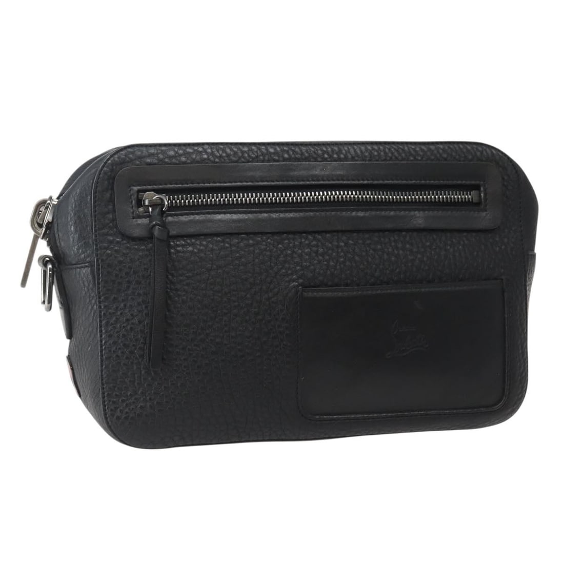 Christian Louboutin Black Silver Leather Clutch Bag Made in Italy: Christian Louboutin Black Silver Leather Clutch Bag Made in Italy Introducing a stunning Christian Louboutin clutch bag, crafted from premium leather in a sophisticated black and silver color scheme. 