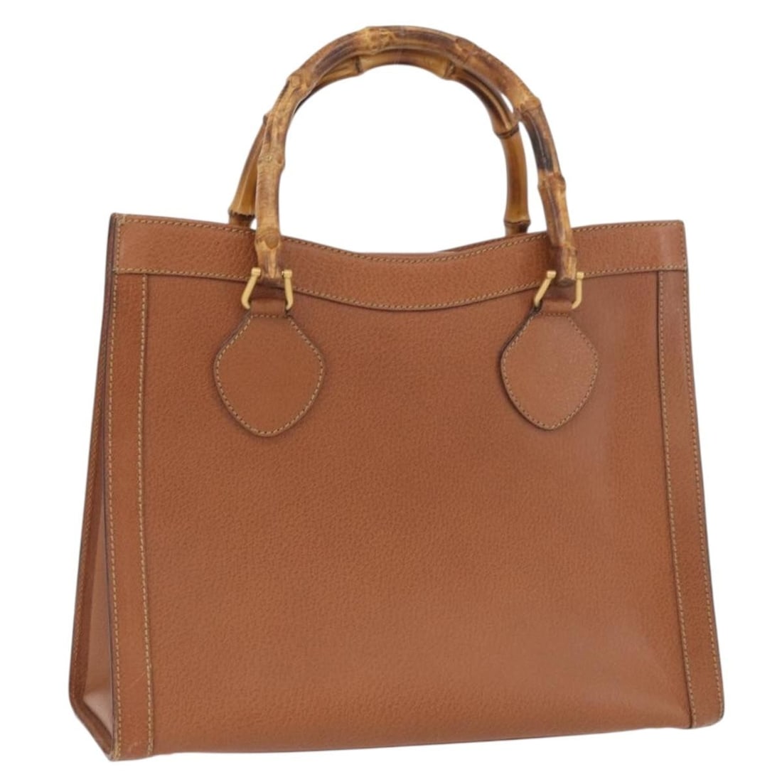 Gucci 002 1095 Brown Leather Bamboo Handle Handbag: Gucci 002 1095 Brown Leather Bamboo Handle Handbag Gucci bamboo handbag in brown leather with gold-tone accents, made in Italy. This women's handbag is offered as the item only; box and dust bag are n