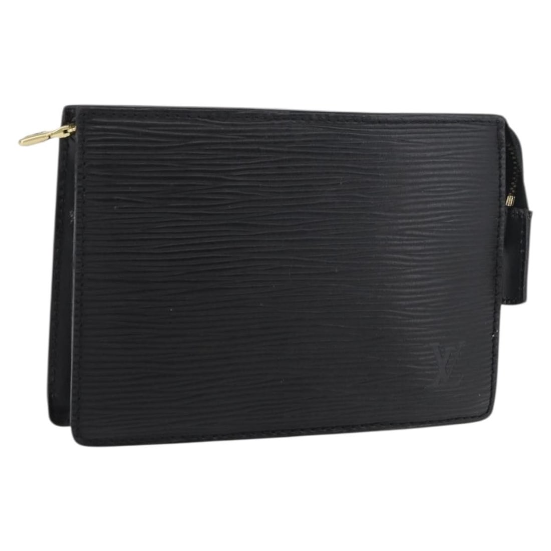 Louis Vuitton M48502 Epi Leather Black Womens Pouch: Louis Vuitton M48502 Epi Leather Black Womens Pouch Louis Vuitton Epi Trousse 15 pouch in black Epi leather, made in France. This women's pouch is identified by product no. M48502 and serial no. SR191