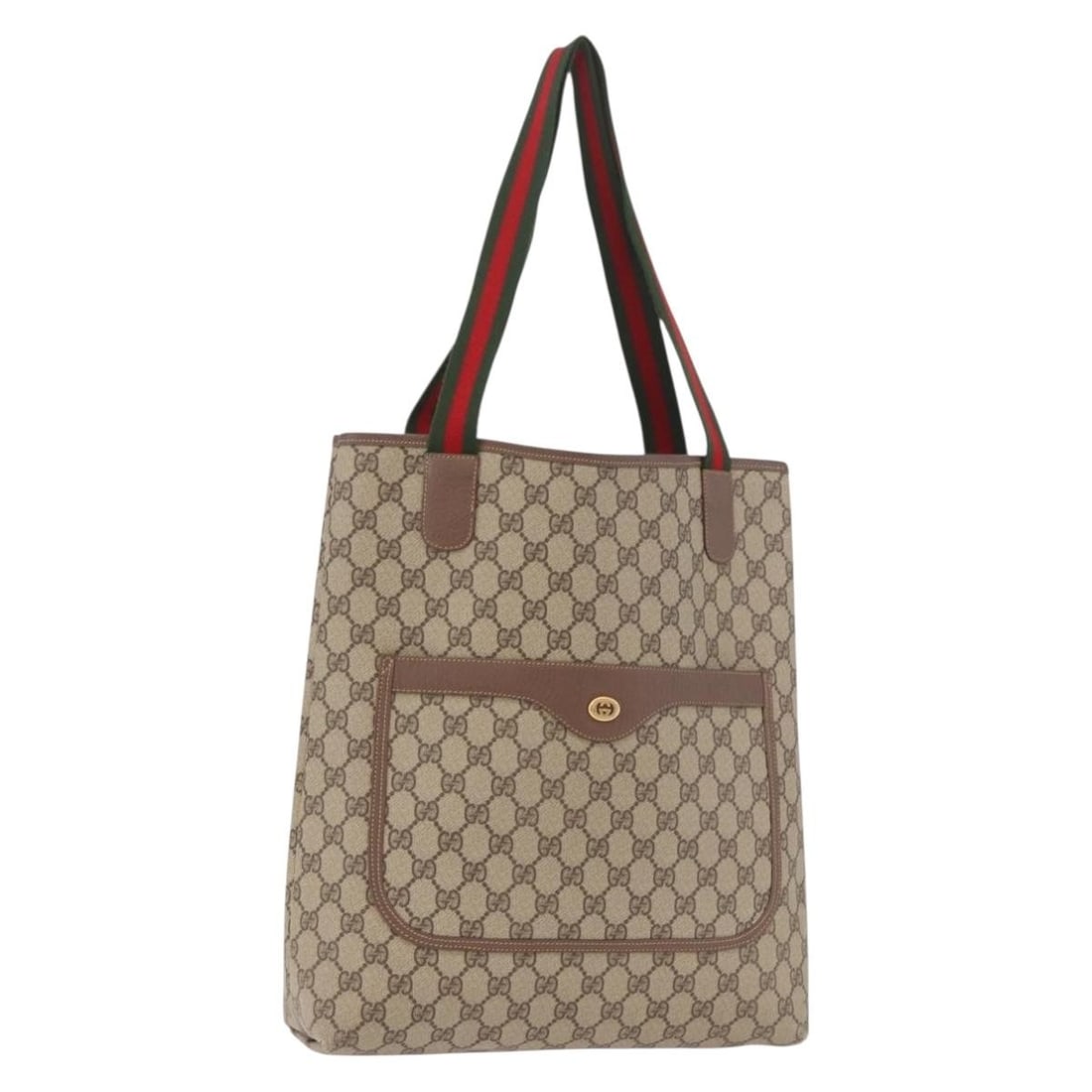 Gucci 002 58 6487 GG Supreme Sherry Web PVC Tote: Gucci 002 58 6487 GG Supreme Sherry Web PVC Tote Gucci GG Supreme Web Sherry Line tote bag in beige and red PVC leather/GG canvas. Made in Italy, this women's tote bag measures approximately 30 cm W x