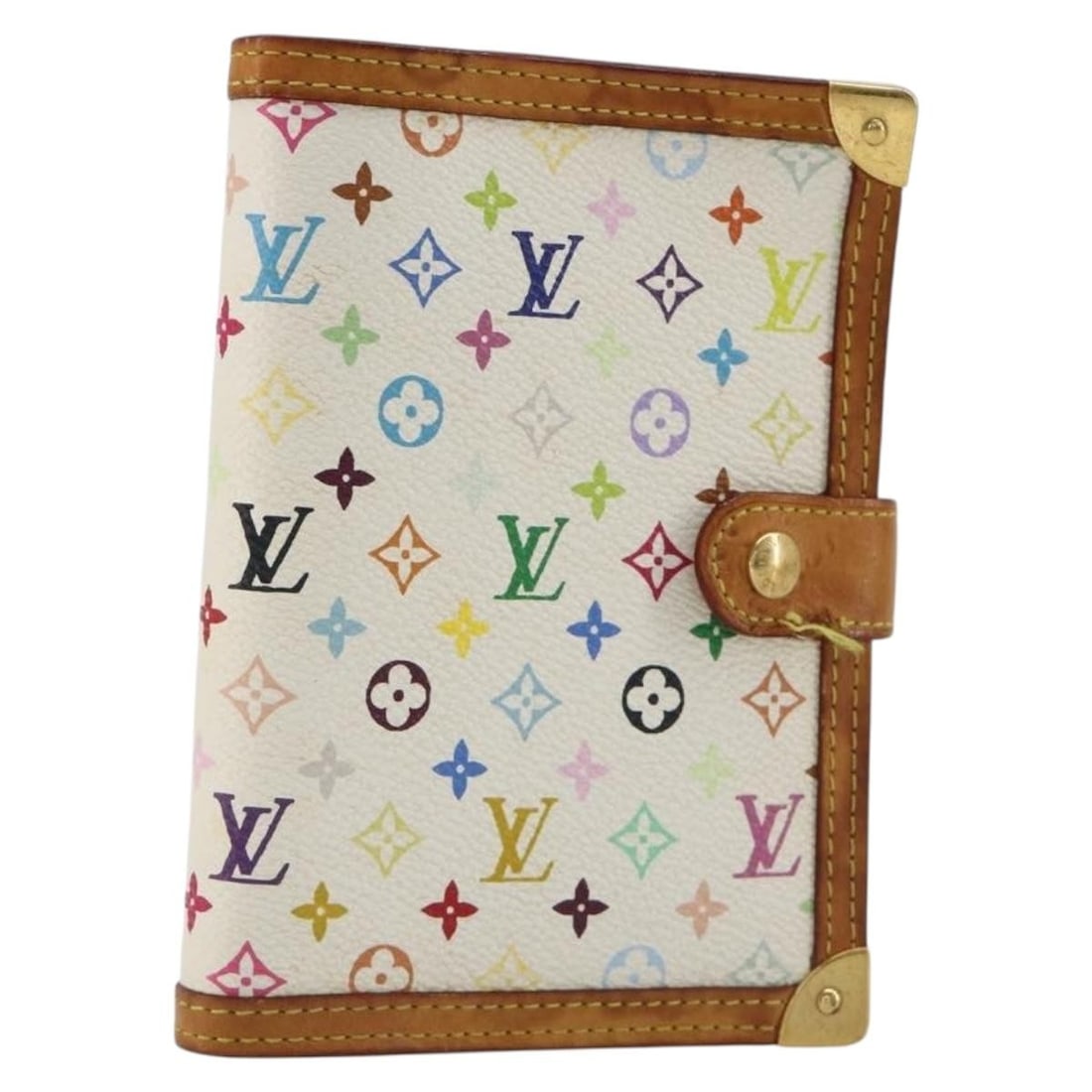 Louis Vuitton R20896 Monogram Multicolor Agenda PM Planner Cover White: Louis Vuitton R20896 Monogram Multicolor Agenda PM Planner Cover White Louis Vuitton Monogram Multicolor Agenda PM day planner cover in white Monogram Multicolor canvas. Made in Spain, it features the