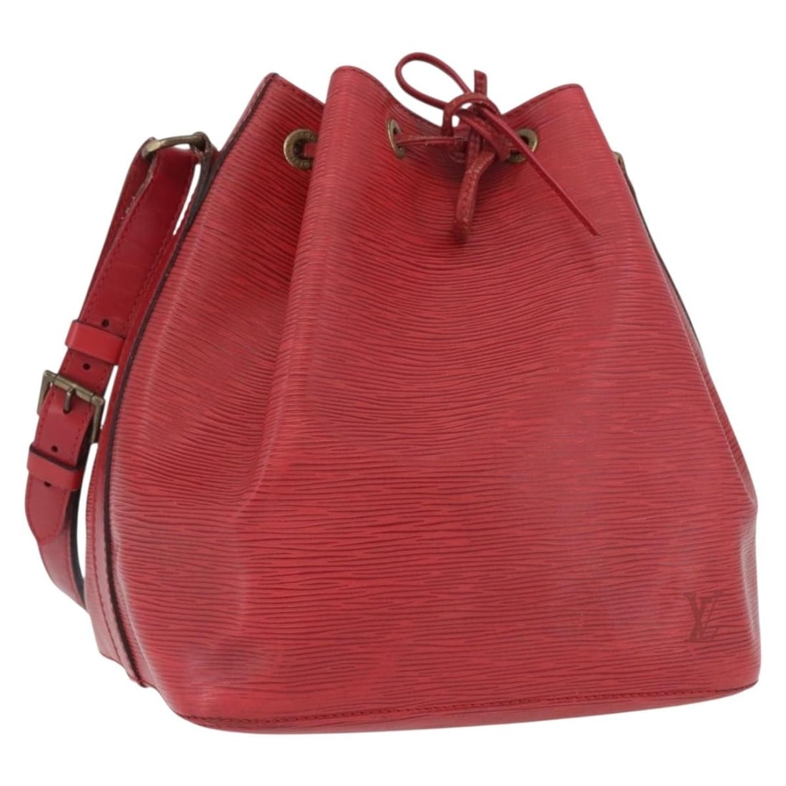 Red Epi Leather Shoulder Bag Louis Vuitton Petit Noe M44107: Red Epi Leather Shoulder Bag Louis Vuitton Petit Noe M44107 Louis Vuitton Epi Petit Noe shoulder bag in red Epi leather, made in France. This bag is identified by product number M44107 and serial numb