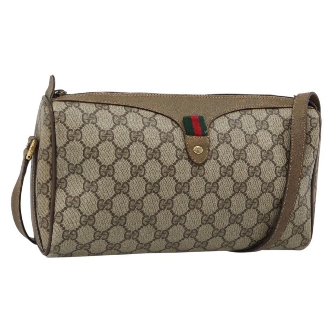 Gucci GG Supreme PVC Leather Shoulder Bag Beige Gold: Gucci GG Supreme PVC Leather Shoulder Bag Beige Gold Authentic Gucci GG Supreme shoulder bag in beige with gold-tone detailing. Made in Italy, this women's bag is crafted from PVC leather and GG canva
