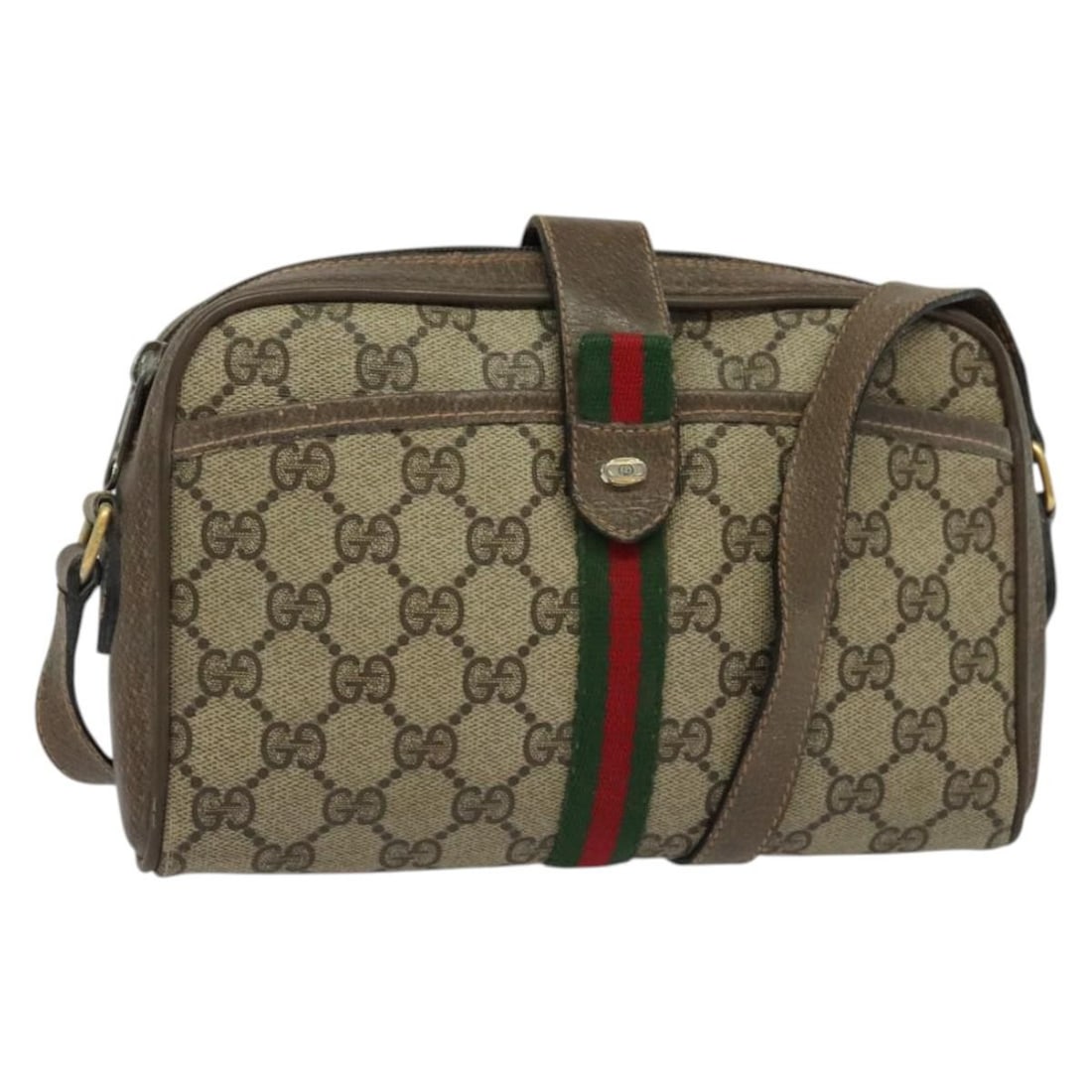 GUCCI GG Supreme Web Sherry Shoulder Bag Beige Red Green 89 02 055: GUCCI GG Supreme Web Sherry Shoulder Bag Beige Red Green 89 02 055 This authentic GUCCI GG Supreme Web Sherry Line Shoulder Bag blends exquisite Italian craftsmanship with a stylish design. Made from 