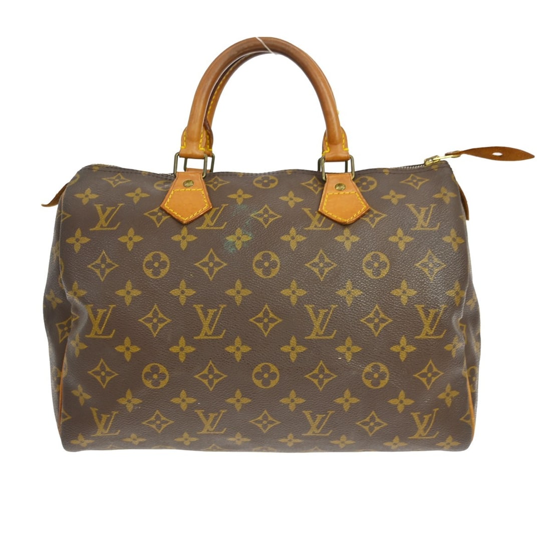 Louis Vuitton Speedy 30 Monogram Canvas Satchel M41526: Louis Vuitton Speedy 30 Monogram Canvas Satchel M41526 Vintage Louis Vuitton Speedy 30 handbag in brown monogram canvas with leather double handles and a zip closure. This satchel/top handle bag shows