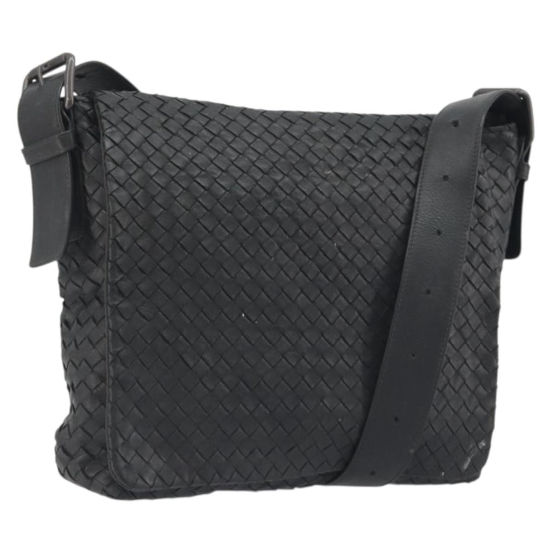 Bottega Veneta Intrecciato Black Leather Womens Shoulder Bag: Bottega Veneta Intrecciato Black Leather Womens Shoulder Bag Black leather shoulder bag from Bottega Veneta in the Intrecciato style. Made in Italy, it features a shoulder strap with an approximate 55