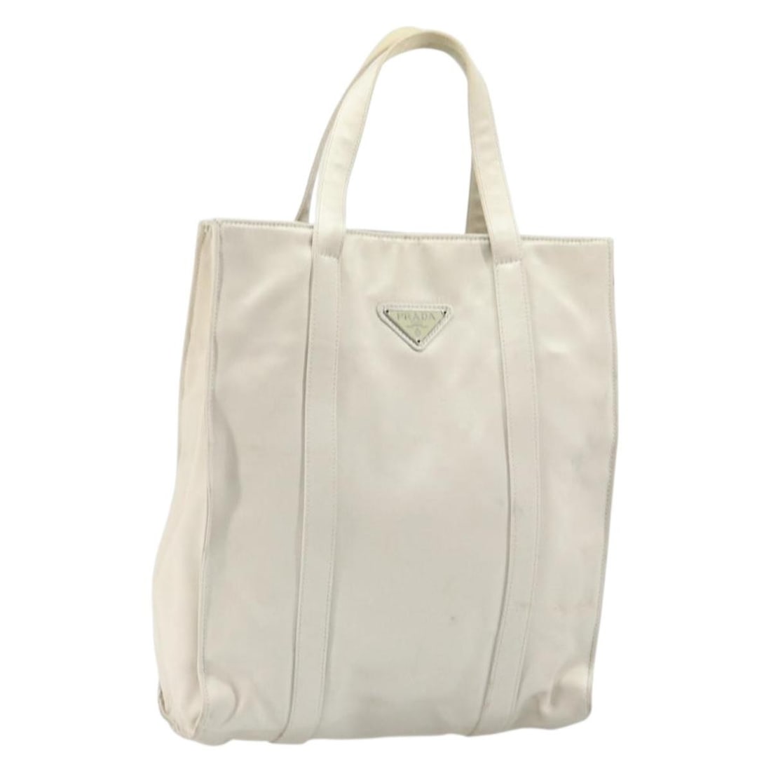 White Satin Prada Handbag Italian Designer Purse: White Satin Prada Handbag Italian Designer Purse This PRADA handbag is crafted from white satin and made in Italy. The bag features a structured silhouette with a handle drop of approximately 3.9 inch