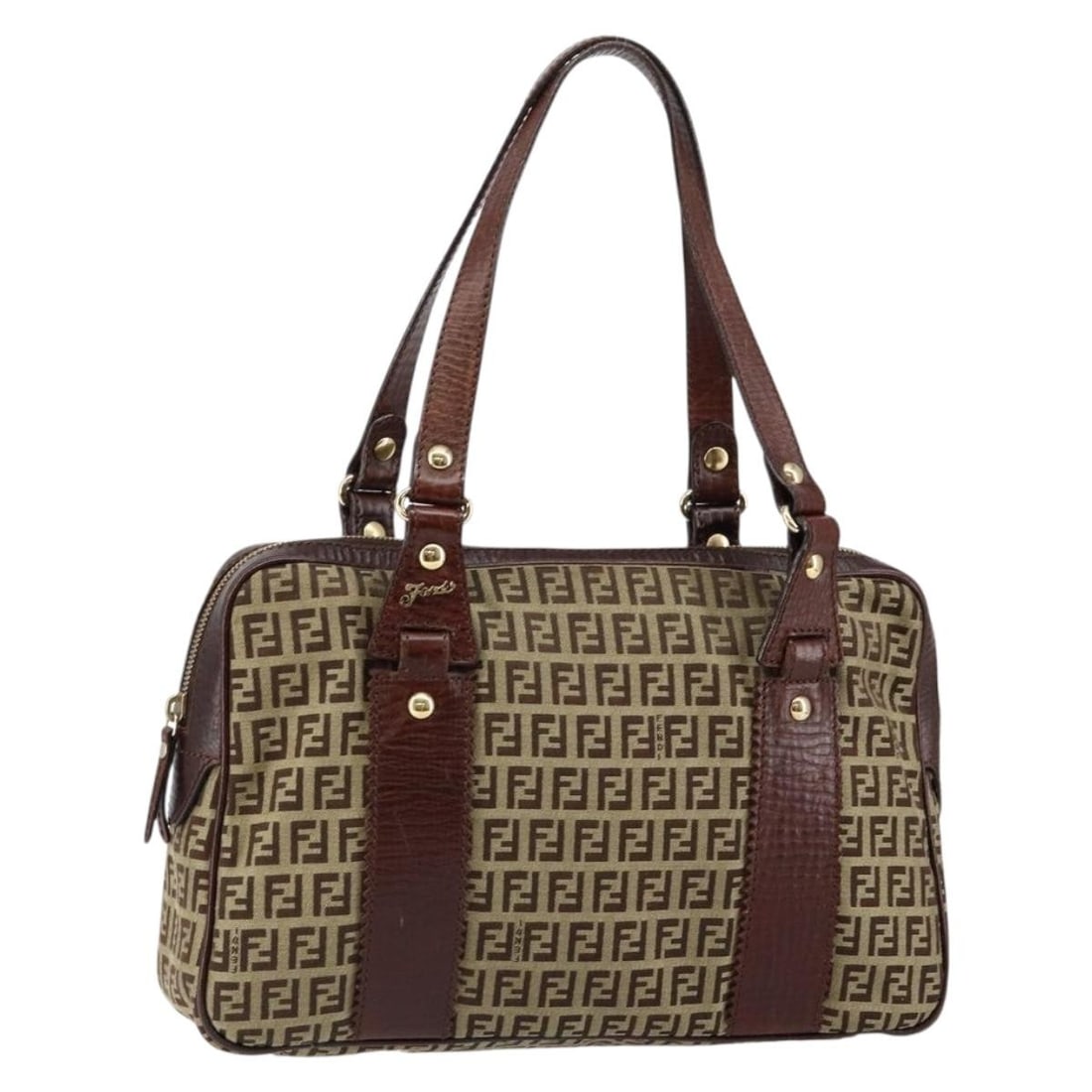 FENDI Zucchino Canvas Tote Bag Brown Gold Made in Italy: FENDI Zucchino Canvas Tote Bag Brown Gold Made in Italy Discover the elegance of the FENDI Zucchino Canvas Tote Bag. Crafted in Italy, this stylish tote features a rich brown and gold color scheme wit