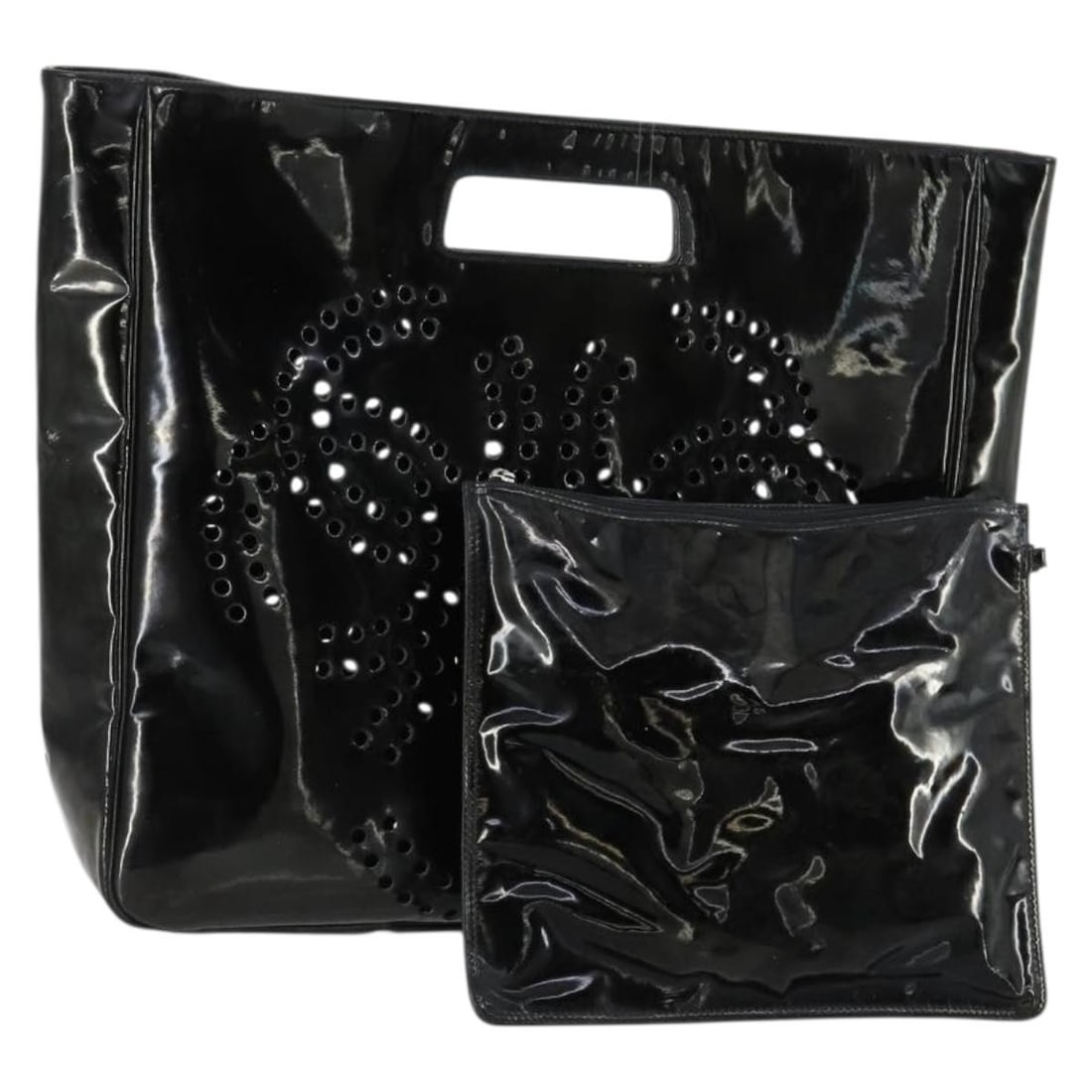 CHANEL Triple Coco Hand Bag Black Enamel Auth BS31397 Italy: CHANEL Triple Coco Hand Bag Black Enamel Auth BS31397 Italy Elevate your accessory collection with this authentic CHANEL Punching Triple Coco Hand Bag. Crafted in Italy, this stylish handbag features 