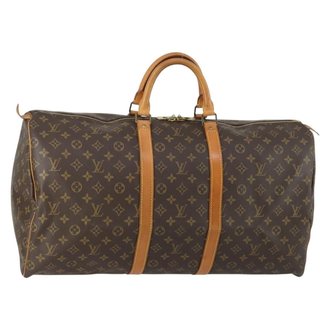 Louis Vuitton M41424 Keepall 55 Monogram Canvas Boston Bag: Louis Vuitton M41424 Keepall 55 Monogram Canvas Boston Bag Louis Vuitton Keepall 55 Boston Bag in Monogram Canvas, made in France. The bag features the Monogram pattern and measures approximately W55 
