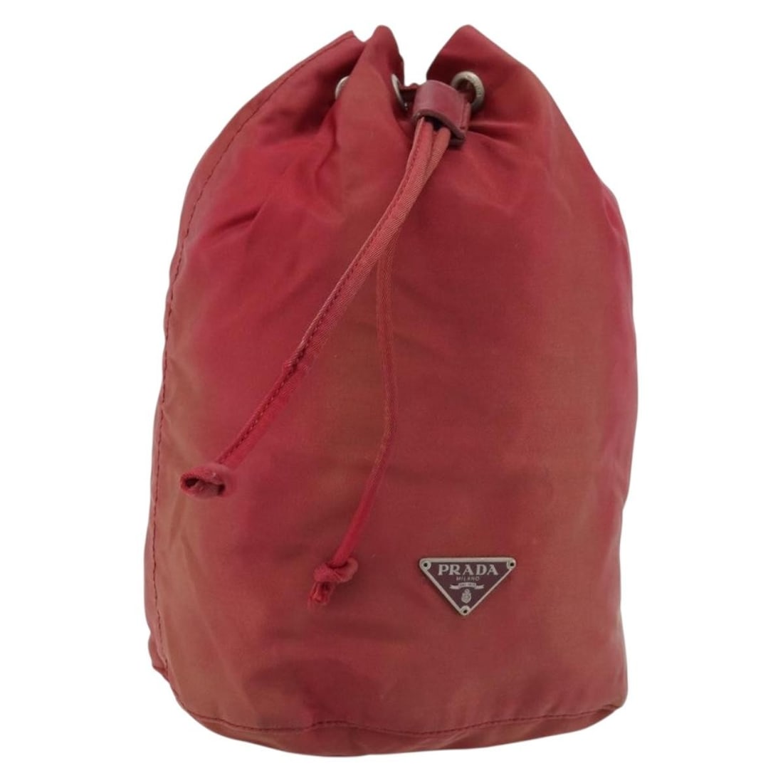 Red Nylon Drawstring Pouch by Prada Made in Italy: Red Nylon Drawstring Pouch by Prada Made in Italy This is a PRADA drawstring pouch crafted from red nylon. Designed for women, the pouch features a spacious main compartment and is made in Italy. The 