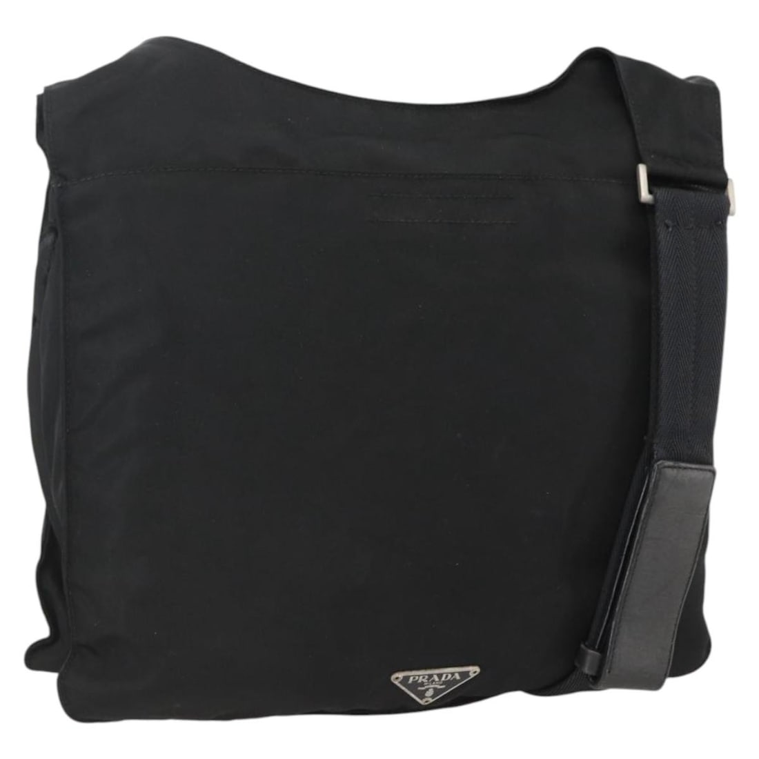 PRADA Black Nylon Shoulder Bag Silver Tone Hardware: PRADA Black Nylon Shoulder Bag Silver Tone Hardware Prada shoulder bag in black nylon with silver-tone exterior color details. Made in Italy, this women's bag measures approximately 30 cm wide, 27 cm 