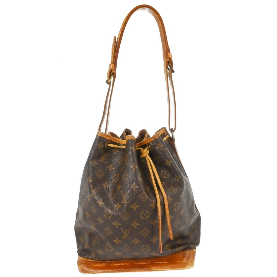 Louis Vuitton Noe Monogram Canvas Shoulder Bag M42224: Louis Vuitton Noe Monogram Canvas Shoulder Bag M42224 Vintage Louis Vuitton Noe shoulder bag in Monogram canvas and leather with a drawstring closure and adjustable shoulder strap. Made in France, thi