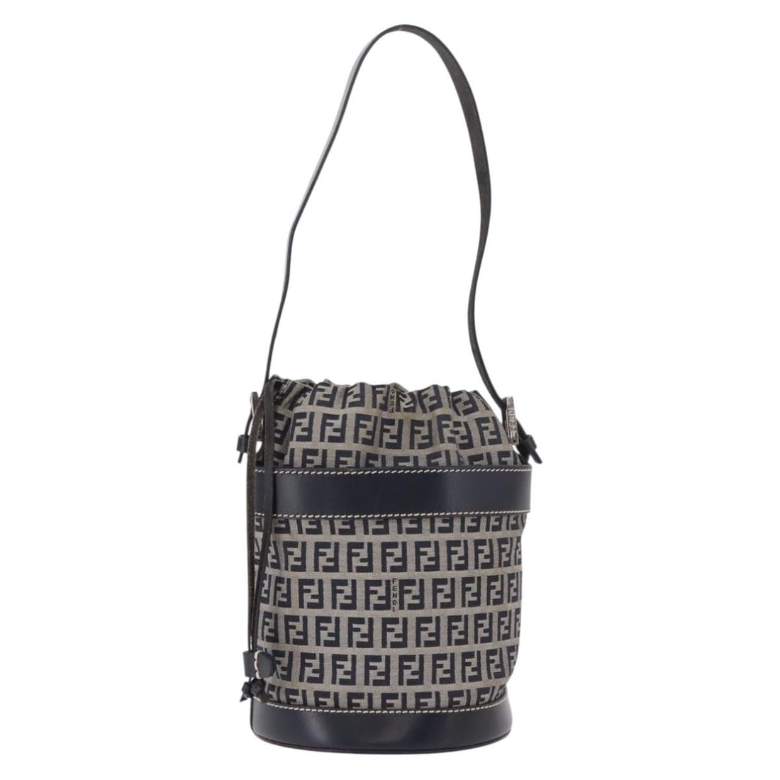 Fendi Navy Silver Zucchino Canvas Shoulder Purse with Dust Bag: Fendi Navy Silver Zucchino Canvas Shoulder Purse with Dust Bag Authentic Fendi shoulder bag in navy and silver Zucchino canvas. This women's purse includes a dust bag and was made in Italy. Condition 