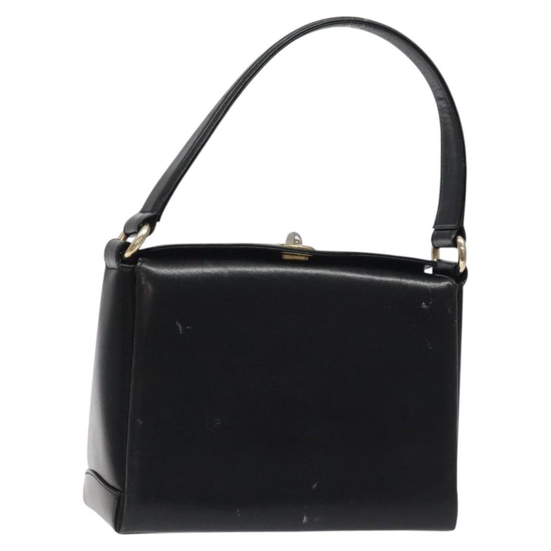 Gucci black leather women hand bag 26 000 907 Italy: Gucci black leather women hand bag 26 000 907 Italy This GUCCI handbag features a black and gold leather exterior and is crafted in Italy. The bag offers a structured silhouette with approximate dimen