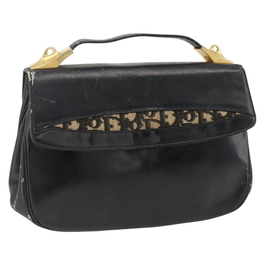 Dior Trotter Black Canvas and Leather Women's Handbag Gold Tone Accents: Dior Trotter Black Canvas and Leather Women's Handbag Gold Tone Accents This Christian Dior Trotter Canvas and leather handbag features a black and gold color combination. Designed for women, it is ma