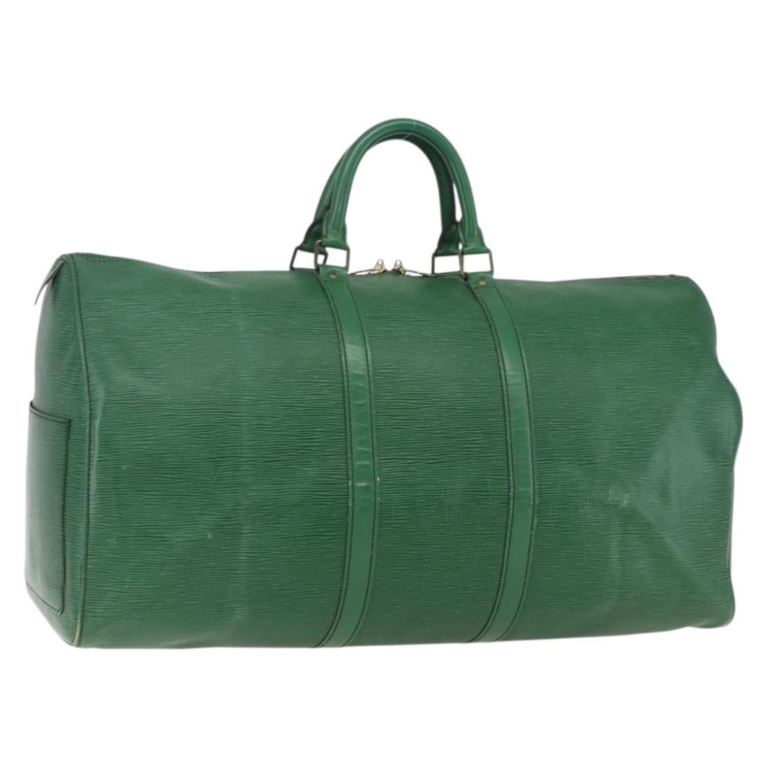 Louis Vuitton M42954 Keepall 55 Epi Leather Boston Bag Green: Louis Vuitton M42954 Keepall 55 Epi Leather Boston Bag Green Louis Vuitton Epi Keepall 55 Boston Bag in green Epi leather, made in France. This women's Boston bag measures approximately 57 cm W x 31 c