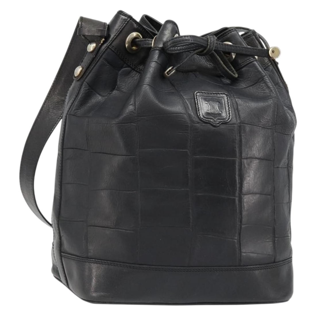 Celine Black Leather Shoulder Bag Gold Tone Hardware Italy: Celine Black Leather Shoulder Bag Gold Tone Hardware Italy CELINE shoulder bag in black leather with gold-tone hardware. It is made in Italy and measures approximately W20 cm x H25 cm x D12 cm, with a