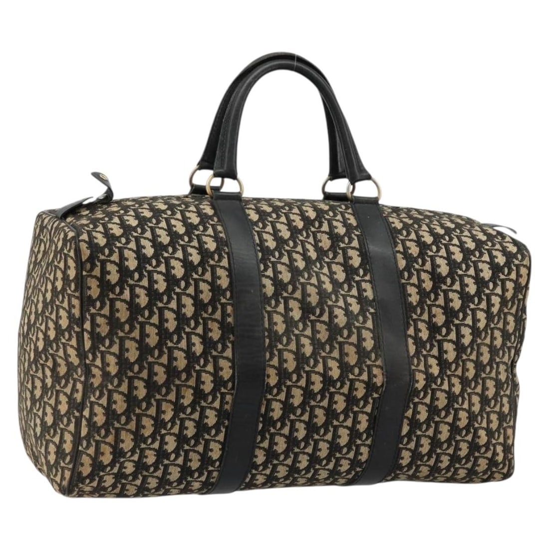Christian Dior Boston Bag in Navy Trotter Canvas France: Christian Dior Boston Bag in Navy Trotter Canvas France Authentic Christian Dior Boston bag in navy Trotter canvas, made in France. This women's bag is offered without the original box or dust bag; on
