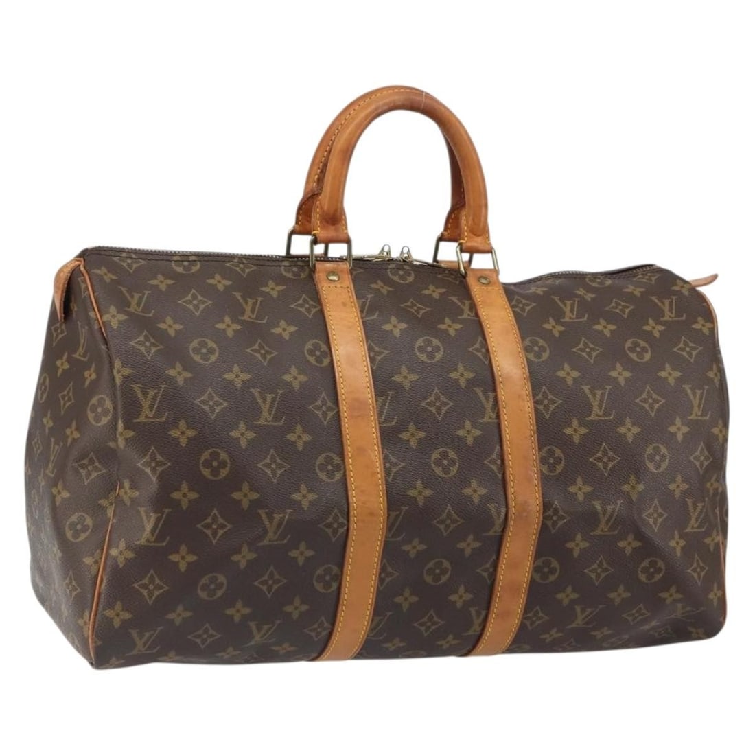 Monogram Canvas Keepall 45 Travel Duffel Bag M41428 by Louis Vuitton: Monogram Canvas Keepall 45 Travel Duffel Bag M41428 by Louis Vuitton This Louis Vuitton Monogram Keepall 45 Boston Bag, model M41428, is crafted from signature monogram canvas and was made in France. 
